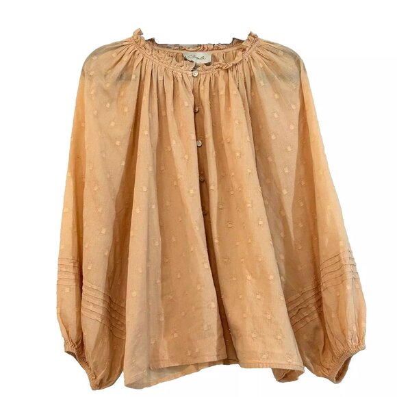 Cleobella Textured Puff Sleeve Peasant Top plus size 1X - Picture 4 of 9